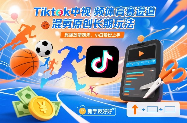 Tiktok中视频体育赛道混剪原创长期玩法，靠播放量賺米，小白轻松上手-资源教程须哥