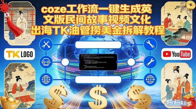 Coze扣子工作流一键生成英文版民间故事视频，文化出海TK油管捞美金拆解教程-资源教程须哥