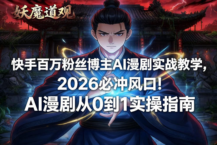 快手百万粉丝博主AI漫剧实战教学，2026必冲风口！AI漫剧从0到1实操指南-资源教程须哥