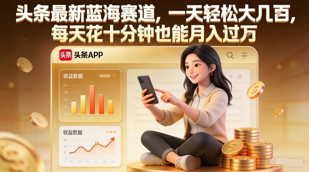 头条最新蓝海赛道，一天轻松大几张，每天花十分钟也能月入过1W【揭秘】-资源教程须哥