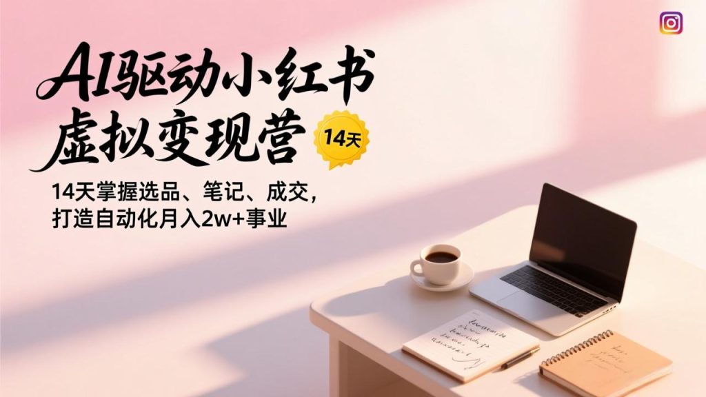 AI驱动小红书虚拟变现营，14天掌握选品、笔记、成交，打造自动化月入2w+事业-资源教程须哥