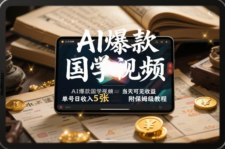 AI爆款国学视频，独家起号方法，小白直接上手，当天可见收益，单号日收入5张+附保姆级教程-资源教程须哥