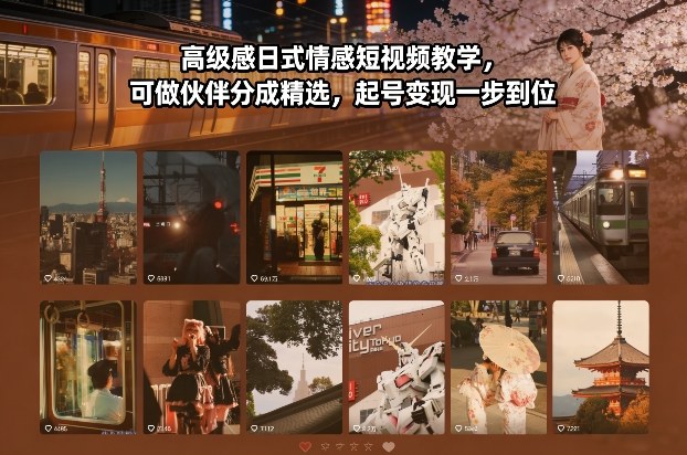高级感日式情感短视频教学，可做伙伴分成精选，起号变现一步到位-资源教程须哥