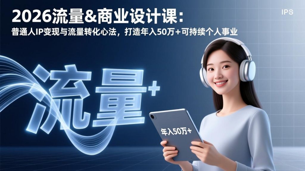 2026流量&商业设计课：普通人IP变现与流量转化心法，打造年入50万+可持续个人事业-资源教程须哥