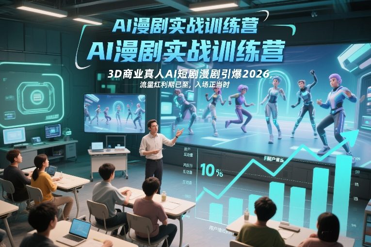 AI漫剧实战训练营，3D商业真人AI短剧漫剧引爆2026，流量红利期已至，入场正当时-资源教程须哥