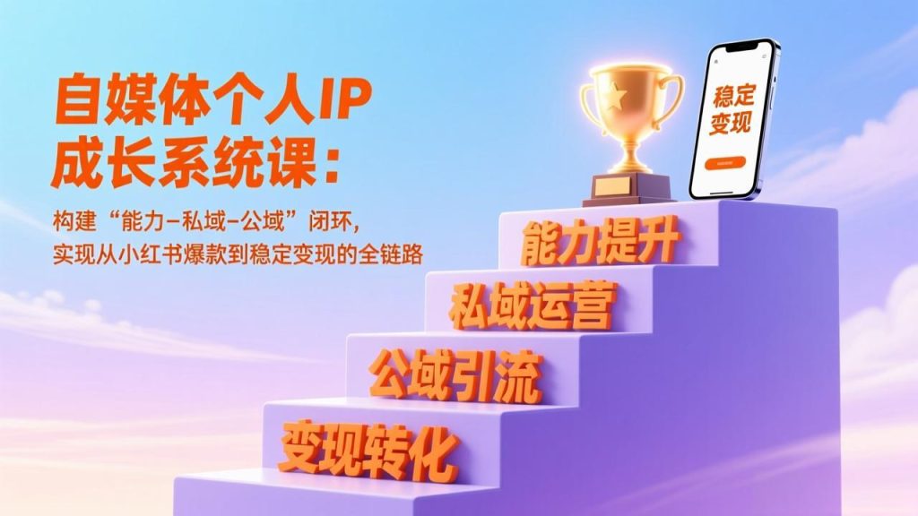 自媒体个人IP成长系统课：构建“能力-私域-公域”闭环，实现从小红书爆款到稳定变现的全链路-资源教程须哥