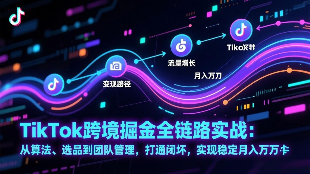 TikTok跨境掘金全链路实战：从算法、选品到团队管理，打通闭环，实现稳定月入万刀-资源教程须哥