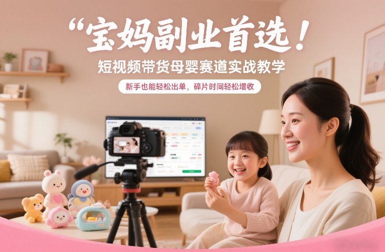 宝妈副业首选！短视频带货母婴赛道实战教学，新手也能轻松出单，碎片时间轻松增收-资源教程须哥