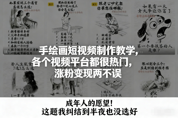 手绘画短视频制作教学，各个视频平台都很热门，涨粉变现两不误-资源教程须哥