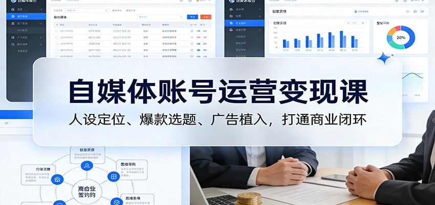 自媒体账号运营变现课：人设定位、爆款选题、广告植入，打通商业闭环-资源教程须哥