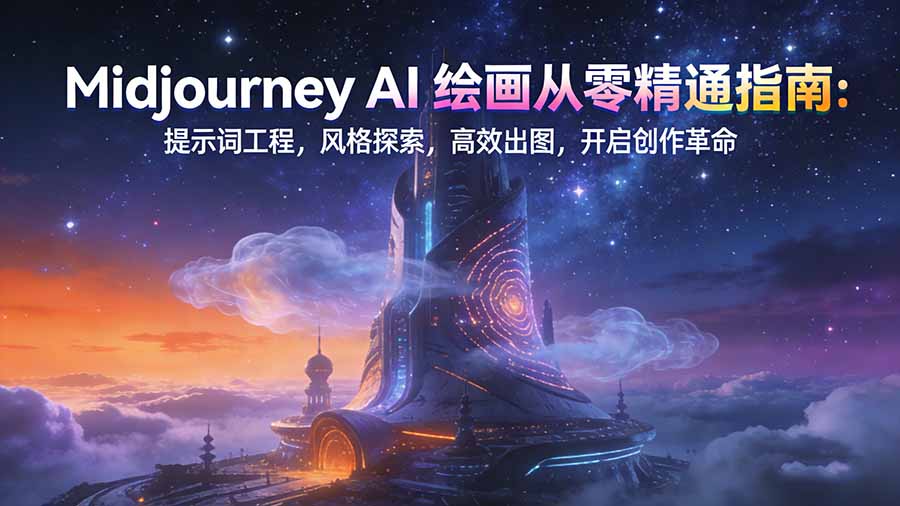 Midjourney AI绘画从零精通指南：提示词工程，风格探索，高效出图，开启创作革命-资源教程须哥