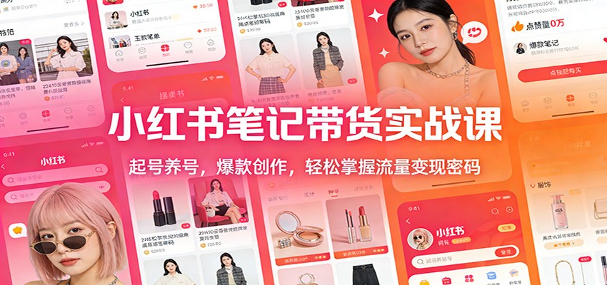 小红书笔记带货实战课：起号养号，爆款创作，轻松掌握流量变现密码-资源教程须哥