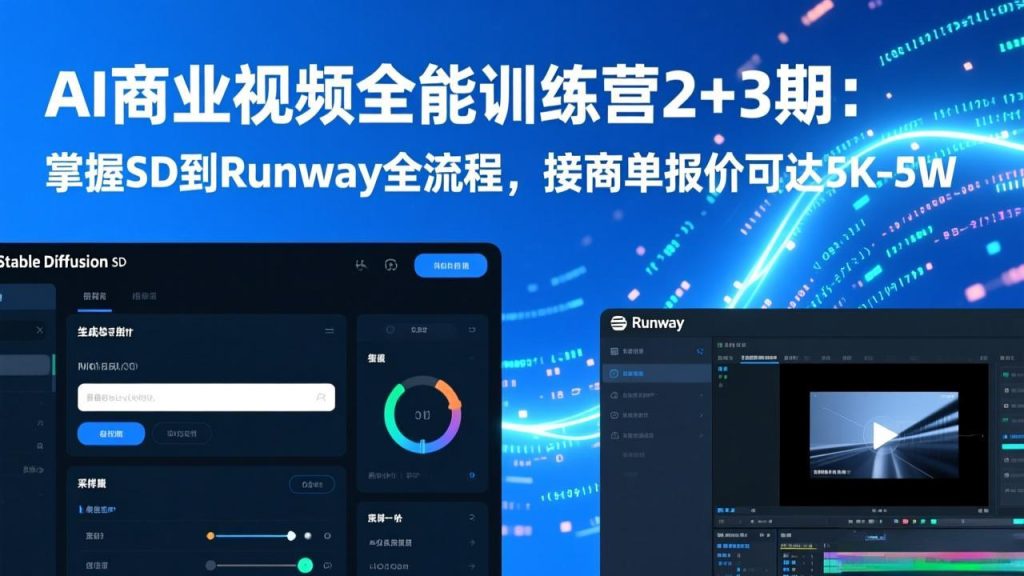 AI商业视频全能训练营2+3期：掌握SD到Runway全流程，接商单报价可达5K-5W-资源教程须哥