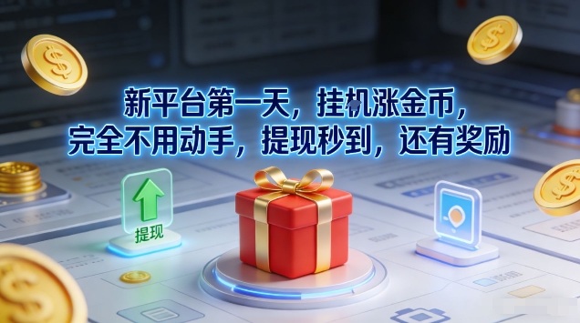 新平台第一天，挂G涨金币，完全不用动手，提现秒到，还有奖励【揭秘】-资源教程须哥