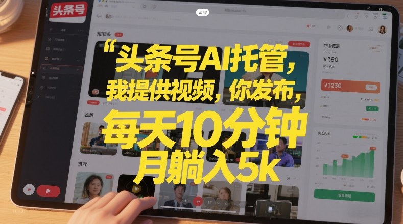 头条号AI托管，我提供视频，你发布，每天10分钟，月躺入5k+【揭秘】-资源教程须哥