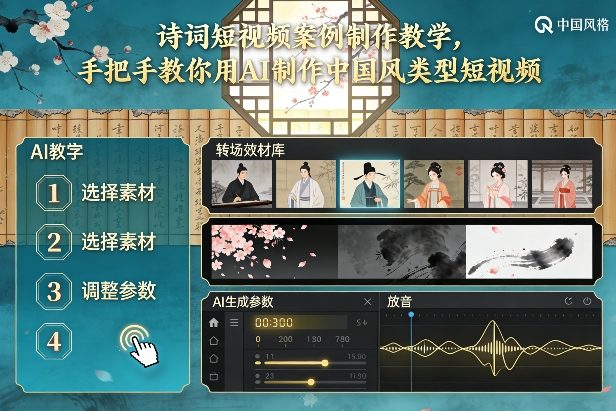 古诗词短视频案例制作教学，手把手教你用AI制作中国风类型短视频-资源教程须哥