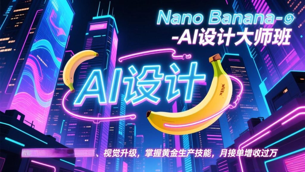 Nano Banana-AI设计大师班，修图合成、广告创作、视觉升级，掌握黄金生产技能，月接单增收过万-资源教程须哥