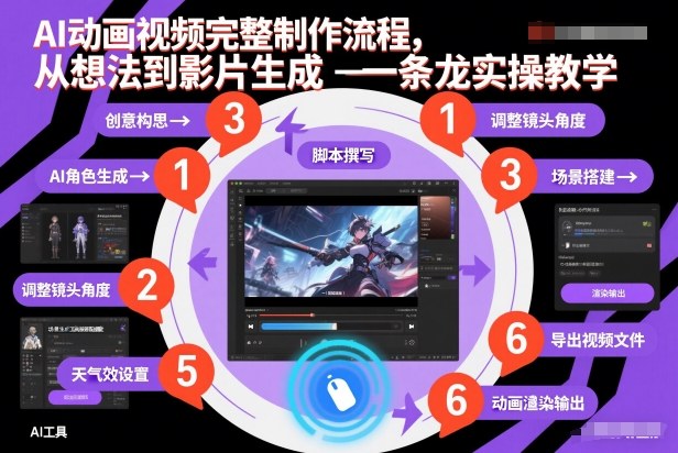 AI动画视频完整制作流程，从想法到影片生成一条龙实操教学-资源教程须哥