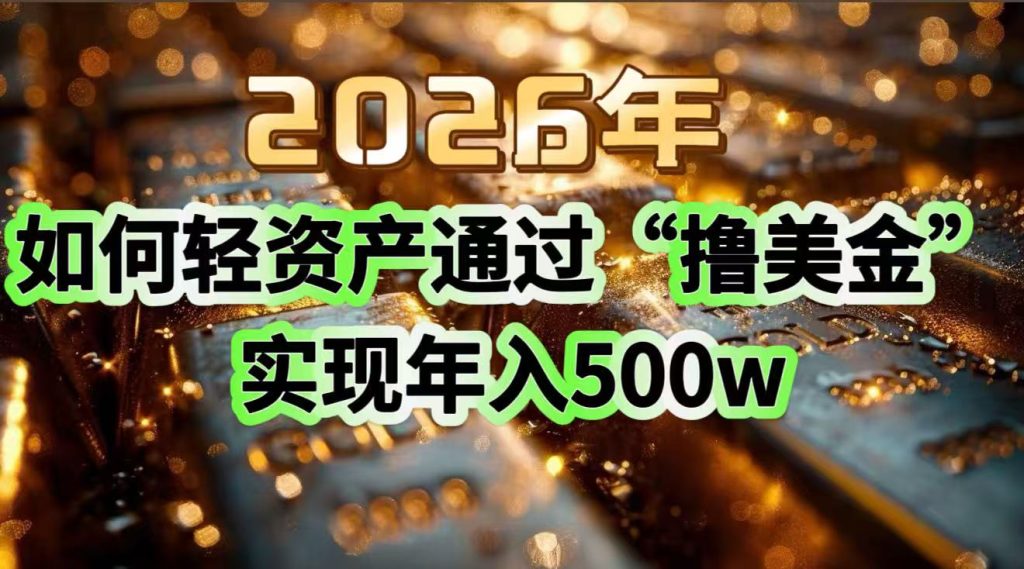 2026年如何轻资产通过“撸美金”实现年入500w-资源教程须哥