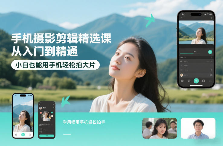 手机摄影剪辑精选课，从入门到精通，小白也能用手机轻松拍大片-资源教程须哥