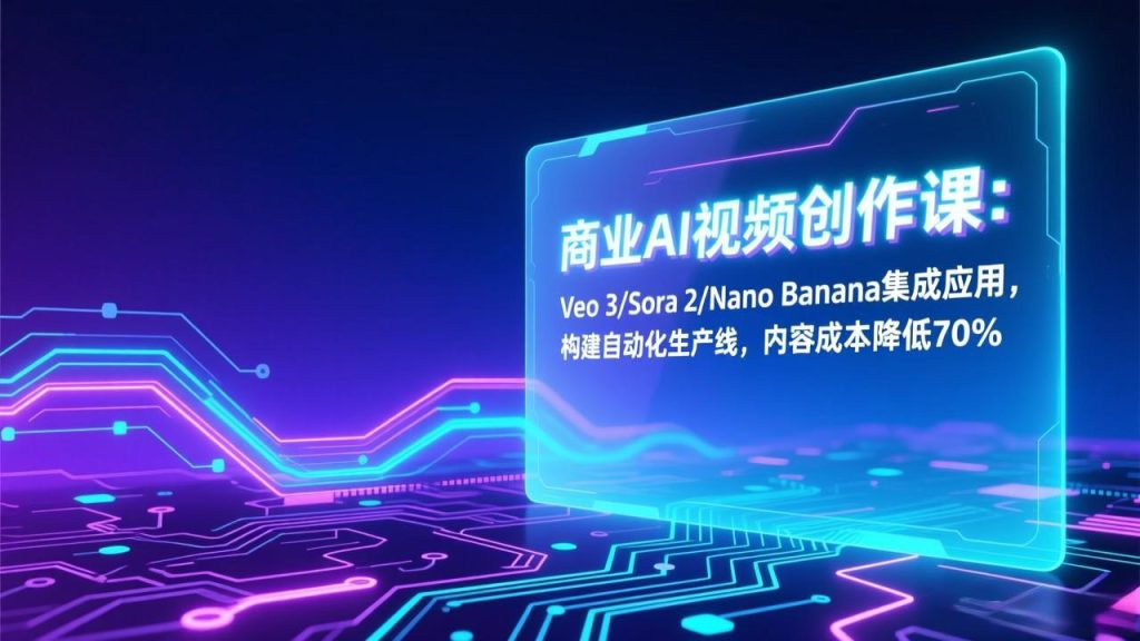 商业AI视频创作课：Veo 3/Sora 2/Nano Banana集成应用，构建自动化生产线，内容成本降低70%-资源教程须哥