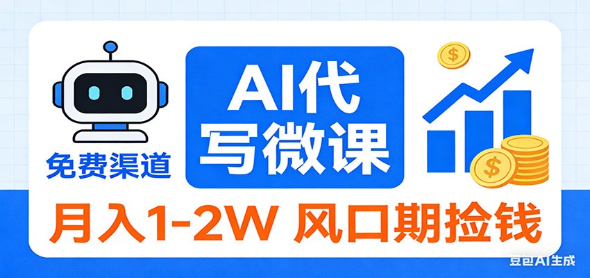 2026告别打工！AI 代写微课，提供免费渠道，月入 1-2W 风口期捡钱-资源教程须哥