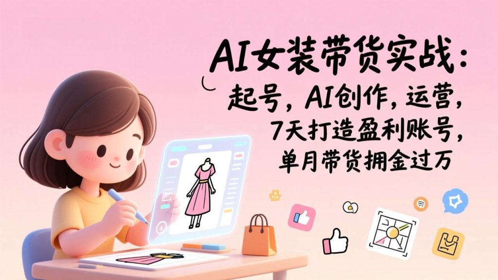 AI女装带货实战：起号，AI创作，运营，7天打造盈利账号，单月带货佣金过万-资源教程须哥