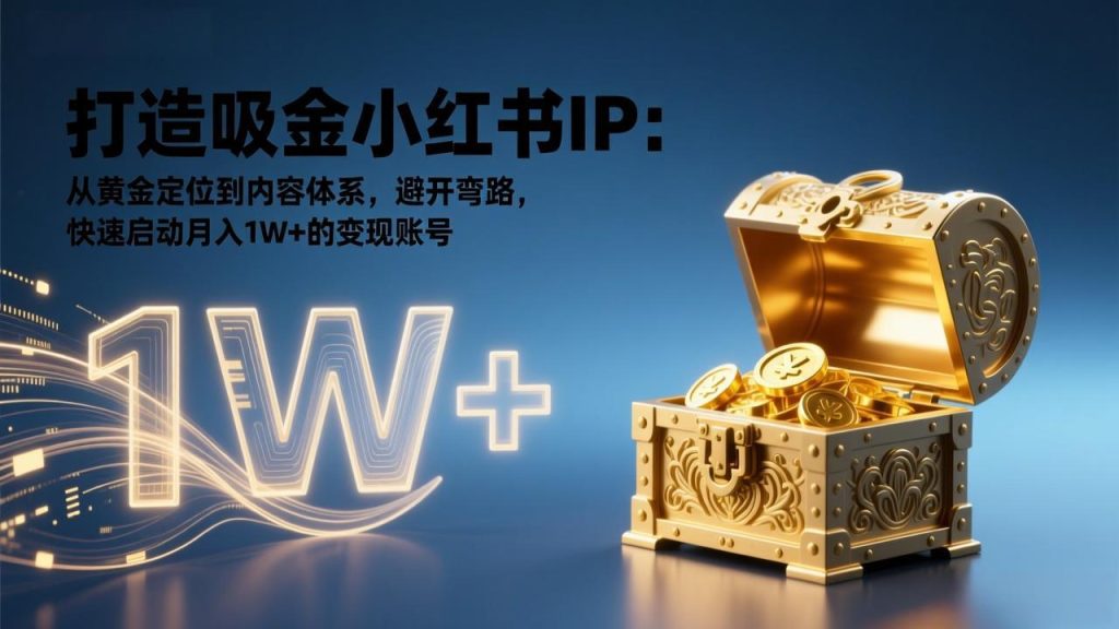 打造吸金小红书IP：从黄金定位到内容体系，避开弯路，快速启动月入1W+的变现账号-资源教程须哥
