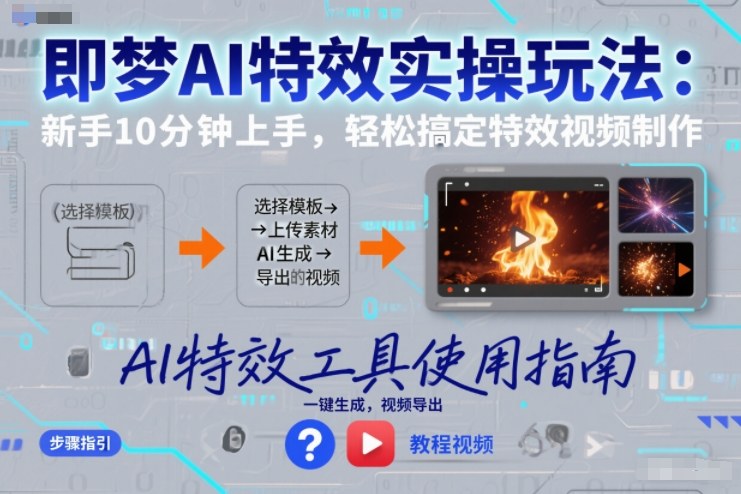 即梦AI特效实操玩法：新手10分钟上手，轻松搞定特效视频制作-资源教程须哥