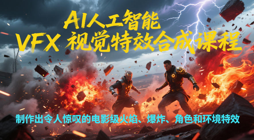 AI人工智能VFX视觉特效合成课程，制作出令人惊叹的电影级火焰、爆炸、角色和环境特效-资源教程须哥