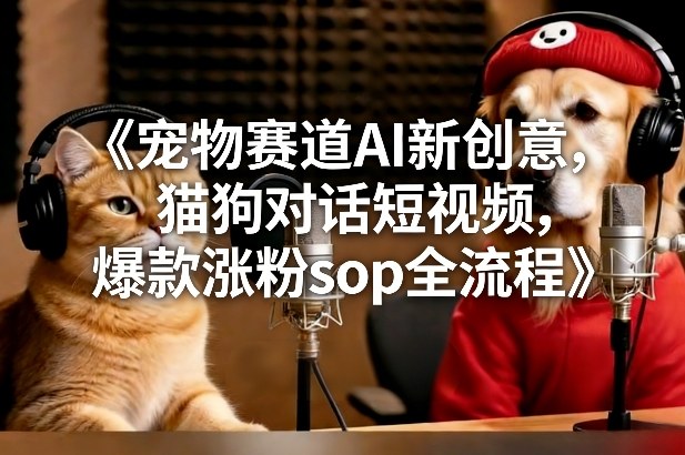 宠物赛道AI新创意，猫狗对话短视频，爆款涨粉sop全流程-资源教程须哥