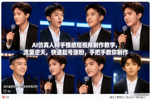 AI仿真人辩手情感短视频制作教学，流量逆天，快速起号涨粉，手把手教你制作-资源教程须哥