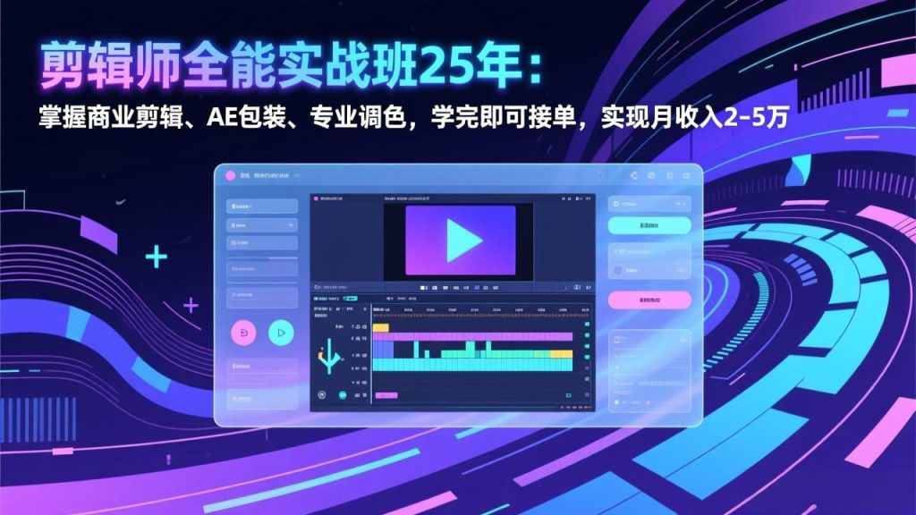 剪辑师全能实战班25年：掌握商业剪辑、AE包装、专业调色，学完即可接单，实现月收入2-5万-资源教程须哥