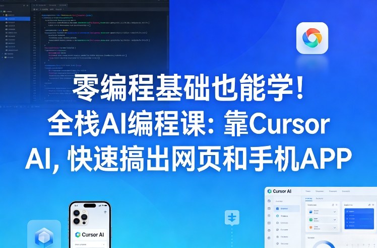 零编程基础也能学！全栈AI编程课：靠Cursor AI，快速搞出网页和手机APP-资源教程须哥