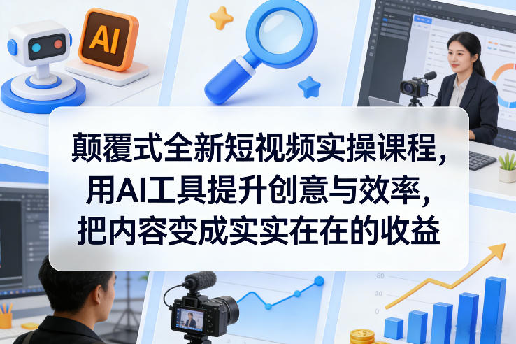 颠覆式全新短视频实操课程，用AI工具提升创意与效率，把内容变成实实在在的收益-资源教程须哥