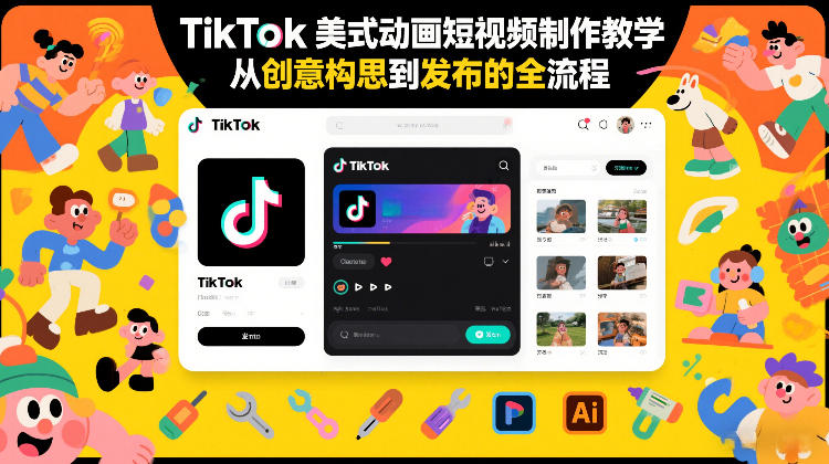 TikTok美式动画短视频制作教学，从创意构思到发布的全流程-资源教程须哥
