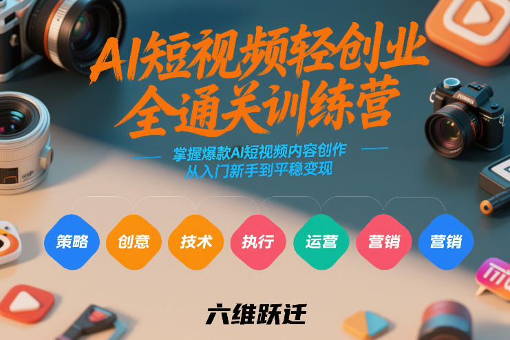 AI短视频轻创业全通关训练营，掌握爆款AI短视频内容创作，从入门新手到平稳变现的六维跃迁-资源教程须哥