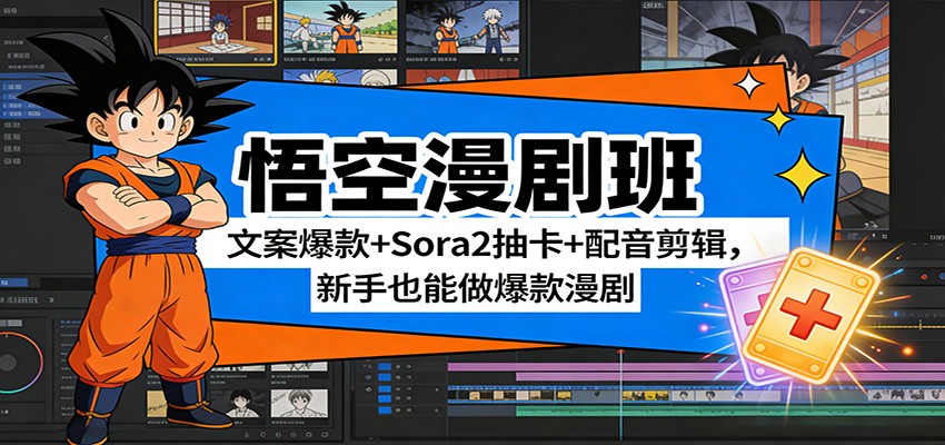 悟空漫剧班:文案爆款+Sora2抽卡+配音剪辑,新手也能做爆款漫剧-资源教程须哥