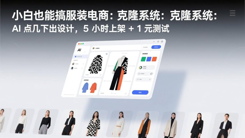 小白也能搞服装电商：克隆系统：AI 点几下出设计，5 小时上架 + 1 元测试-资源教程须哥