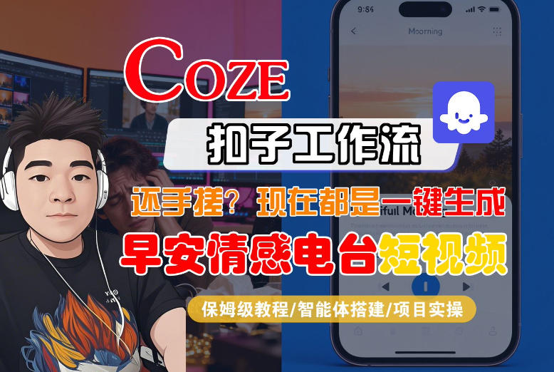 【Coze工作流搭建实操教程】【coze】早安情感电台日签视频还在手动做？用扣子工作流自动生成，省时90%-资源教程须哥