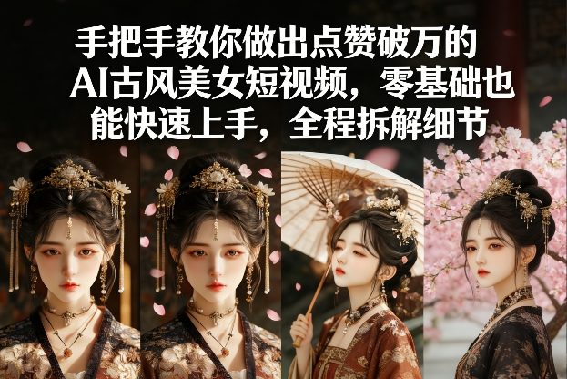 手把手教你做出点赞破万的AI古风美女短视频,零基础也能快速上手,全程拆解细节-资源教程须哥