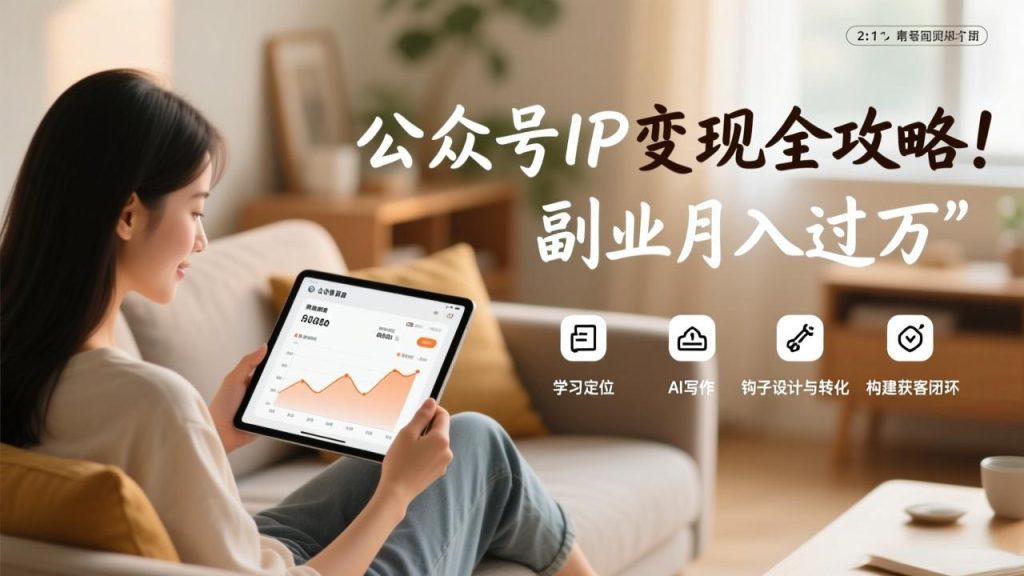 公众号IP变现全攻略，学习定位、AI写作、钩子设计与转化，构建获客闭环，副业月入过万-资源教程须哥