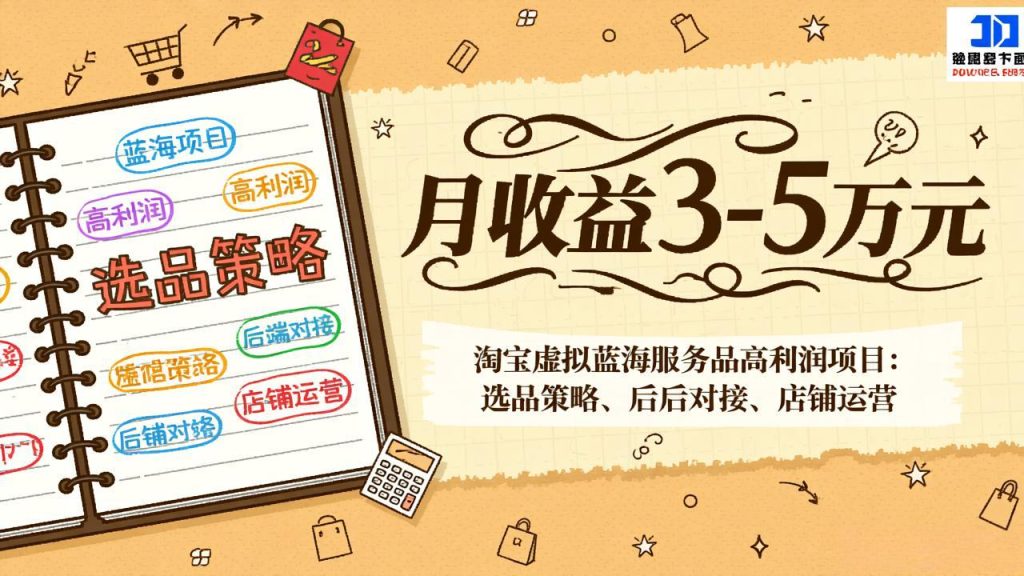 淘宝虚拟蓝海服务品高利润项目：选品策略、后端对接、店铺运营，月收益可达3-5万元-资源教程须哥