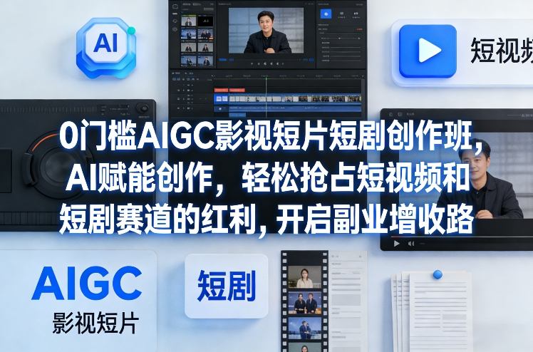 0门槛AIGC影视短片短剧创作班，AI赋能创作，轻松抢占短视频和短剧赛道的红利，开启副业增收路-资源教程须哥