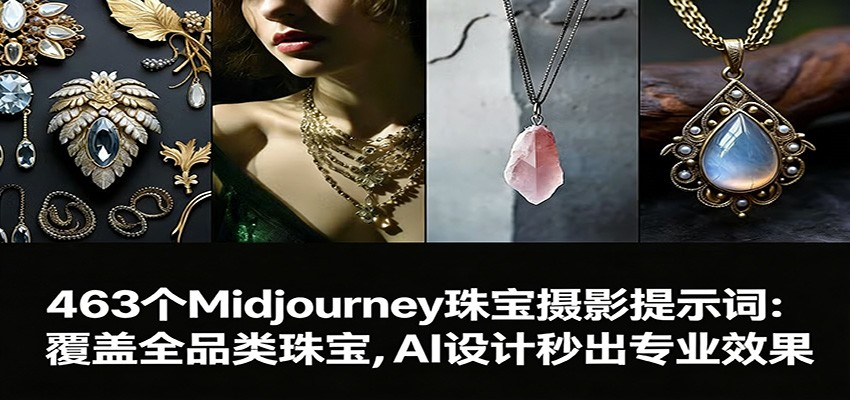 463个Midjourney珠宝摄影提示词：覆盖全品类珠宝，AI设计秒出专业效果-资源教程须哥