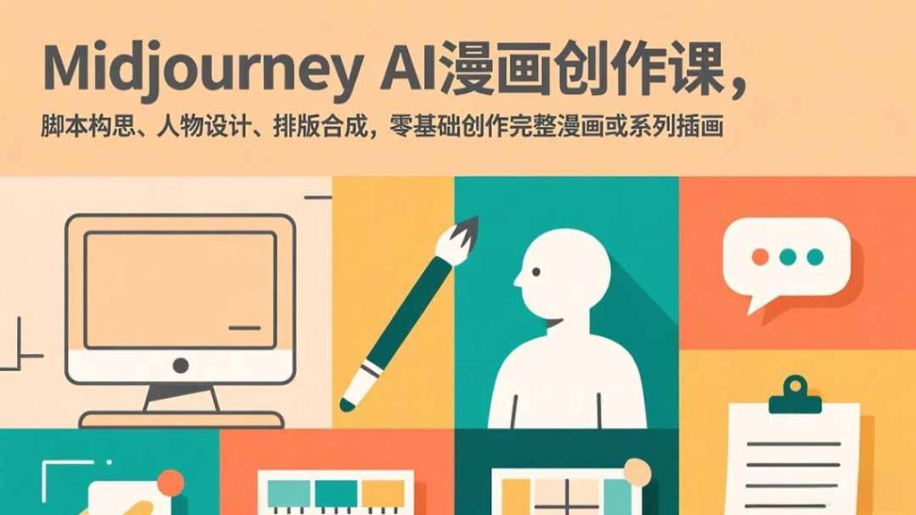 Midjourney AI漫画创作课，脚本构思、人物设计、排版合成，零基础创作完整漫画或系列插画-资源教程须哥