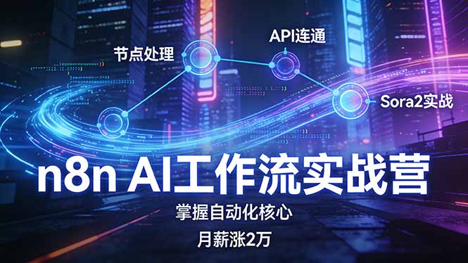 n8n AI工作流实战营，节点处理+API连通+Sora2实战，掌握自动化核心月薪涨2万-资源教程须哥