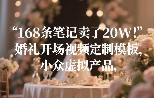 168条笔记卖了20W！婚礼开场视频定制模板，小众虚拟产品-资源教程须哥