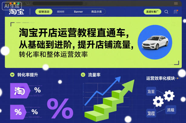 淘宝开店运营教程直通车，从基础到进阶，提升店铺流量，转化率和整体运营效率(更新26年3月)-资源教程须哥