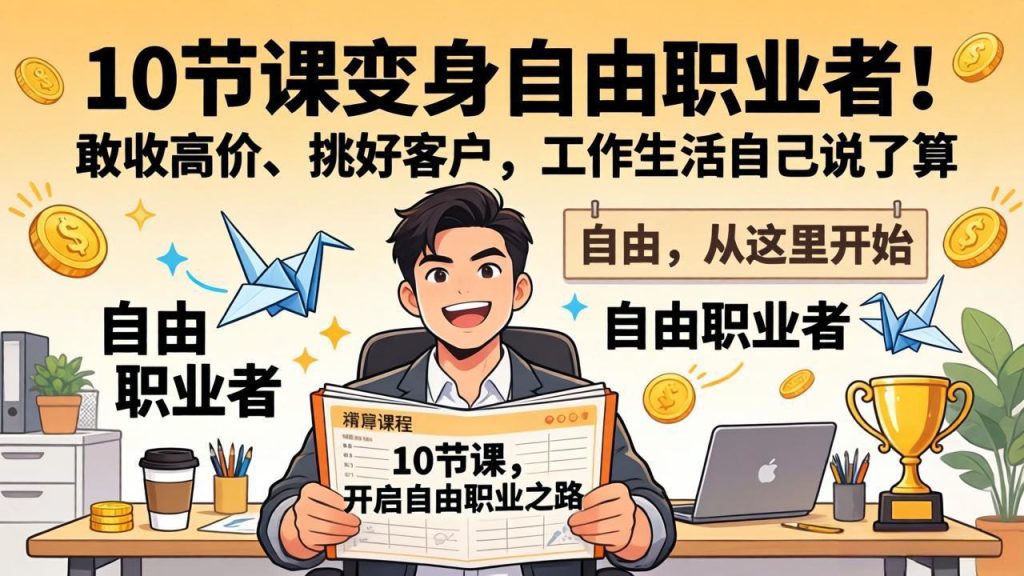 10 节课变身自由职业者！敢收高价、挑好客户，工作生活自己说了算-资源教程须哥